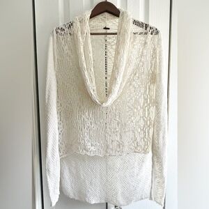Free People crochet style, long sleeve, cowl neck top!